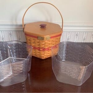 1997 Longaberger Snowflake Basket with Clear Inserts